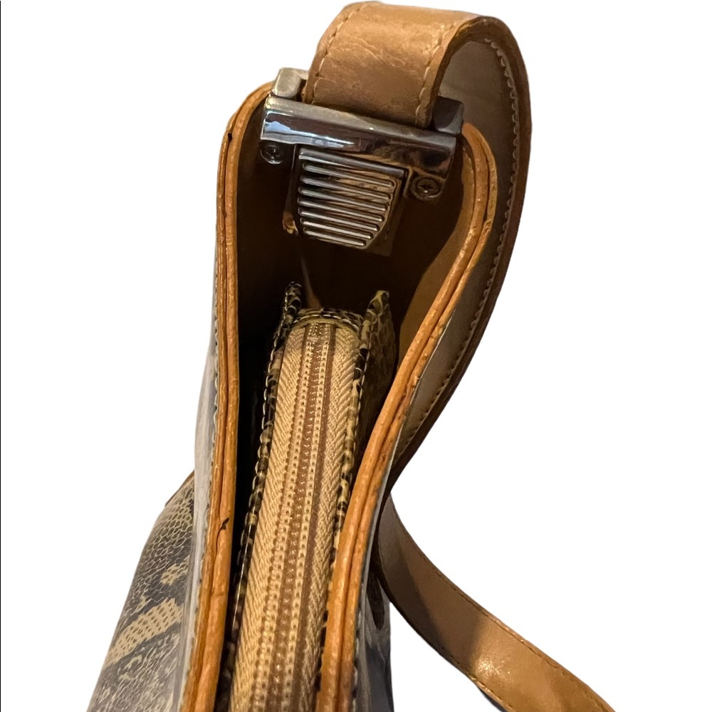 Authentic Tods Shoulder Bag Vintage Rare Python Patent Leather Canvas Lining - Picture 4 of 11